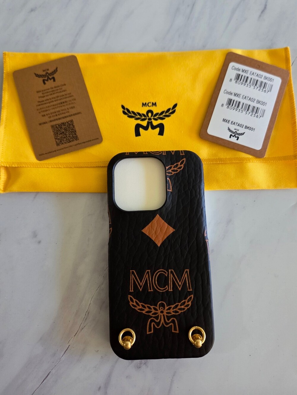 NWT MCM IPhone 15 Pro Max Phone Case w/ Cognac Monogram